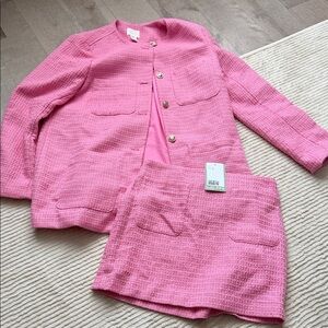 H&M Pink Textured Jacket and Skirt Set